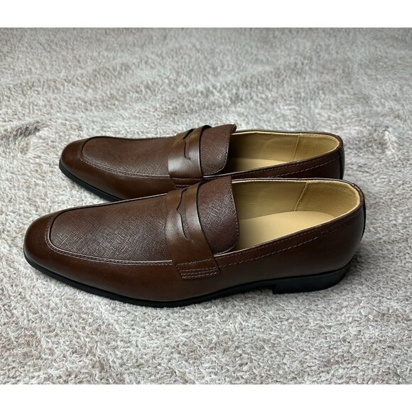 Calvin Klein Junberg Brown Leather Penny Loafers Men\'s Dress Shoes NWOB main image 10